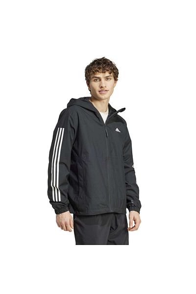 adidas Essentials 3 Stripes R.R Ανδρικό μαύρο μπουφάν με κουκούλα