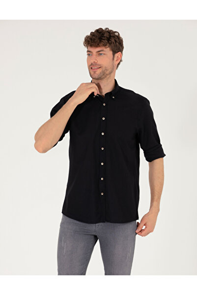 Pierre Cardin Μαύρο Μακρυμάνικο Πουκάμισο Κανονικής Εφαρμογής 50265119-VR046
