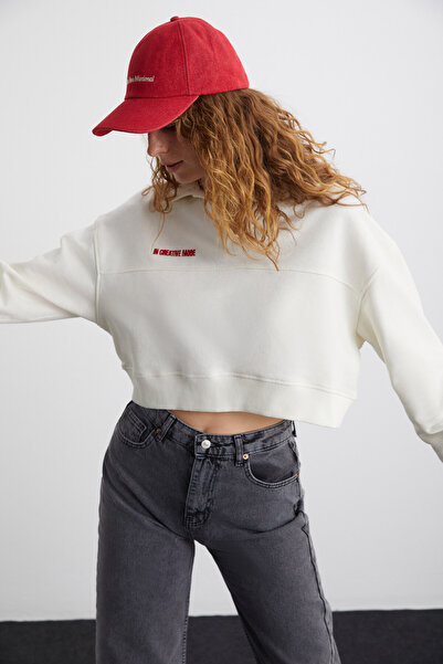 GRIMELANGE LANEY Damen-Sweatshirt aus Bio-Baumwolle in Ecru