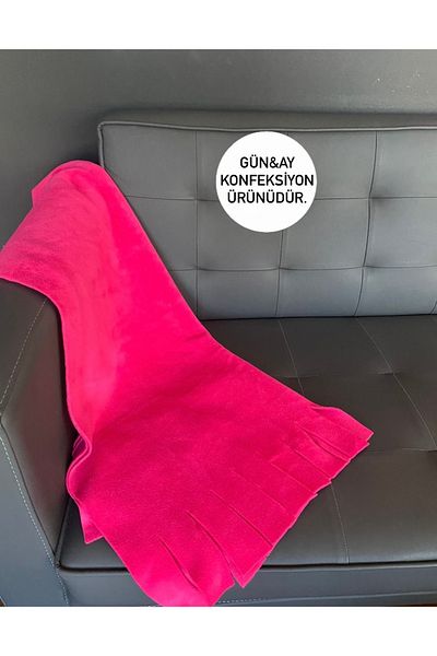 GÜN&AY TEKSTİL Fuchsia Pink Winter Fleece Shawl-shoulder Shawl