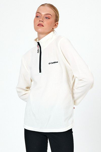 MAXIMILLIAN Ecru Women &Apos; S Fleece - Half Zipper, Bato Collar Outdoor - Ekru