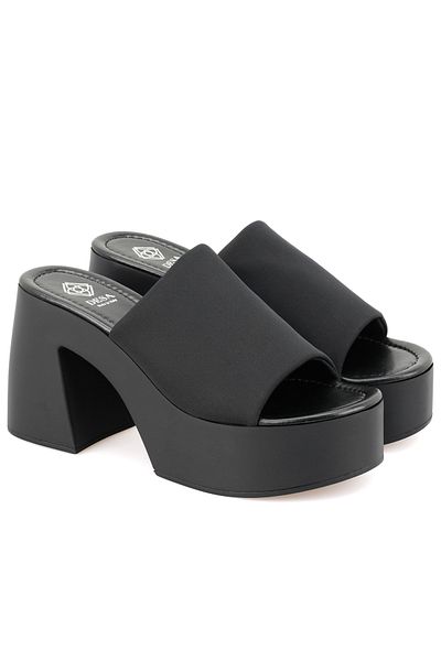 Desa Haley Black Women's Platform Heeled Slippers