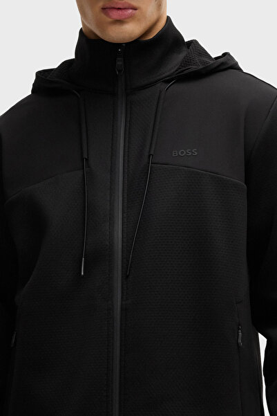 BOSS Regular Fit Kapüşonlu Dik Yaka Fermuarlı Sweat Erkek SWEAT 50523707 001