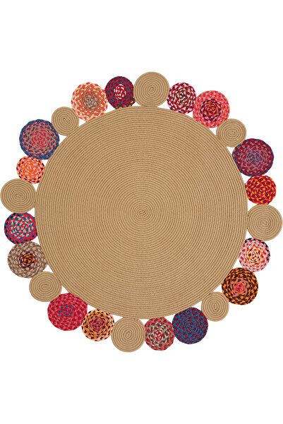 Cool Halı Luke 427 Renkli Yuvarlak Halı Çiçek Şekilli Dekoratif Antre Halısı ...