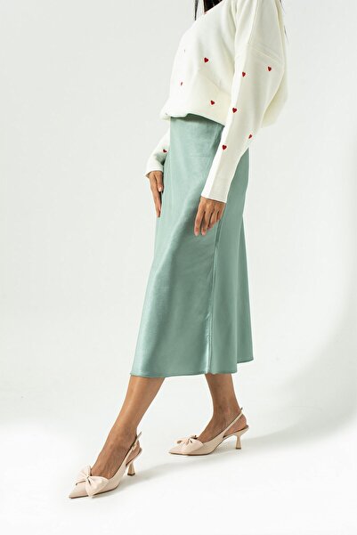 Seniorah Green Satin Skirt