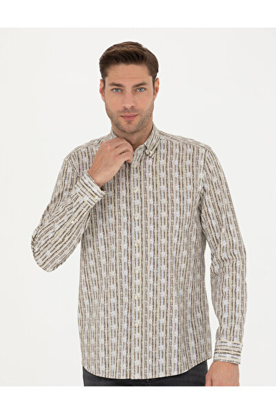 Pierre Cardin Haki Regular Fit Uzun Kollu Gömlek 50273550-VR027