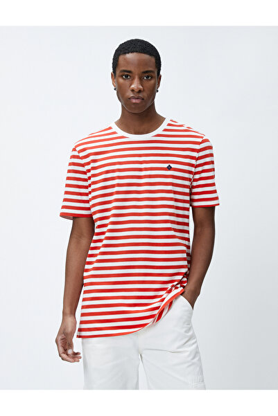 Koton Rot gestreiftes T-Shirt für Herren