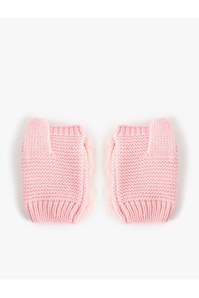Koton Fingerless Plush Detailed Gloves