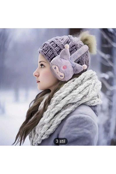 ÇEÇEN HOME Children's Sweet Kuromi Big Ear Autumn and Winter Windproof Warm Earmuff