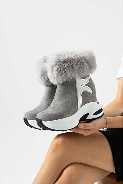 LEYDİ SHOES ΜΠΟΤΕΣ JENA ΚΡΥΦΟ ΤΑΚΟΥΝΑ ΓΚΡΙ ΣΟΥΕΤ