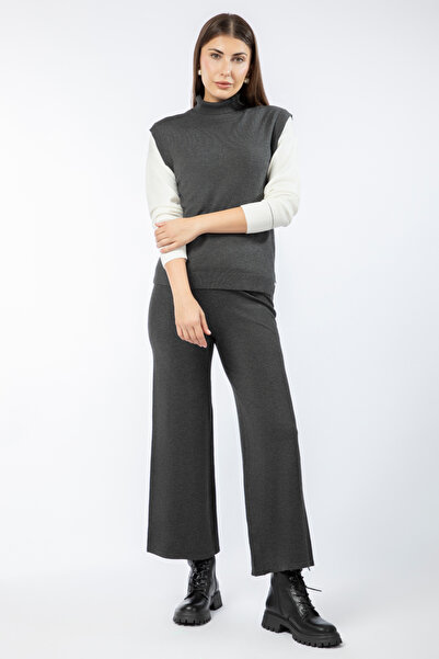 RİNA Basic Knitwear Pant Charcoal