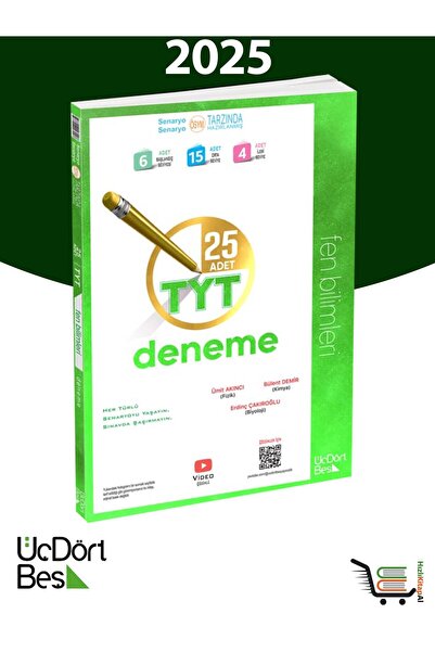 Üç Dört Beş Yayıncılık 345-2025 Model 25'li TYT Fen Bilimleri Denemesi