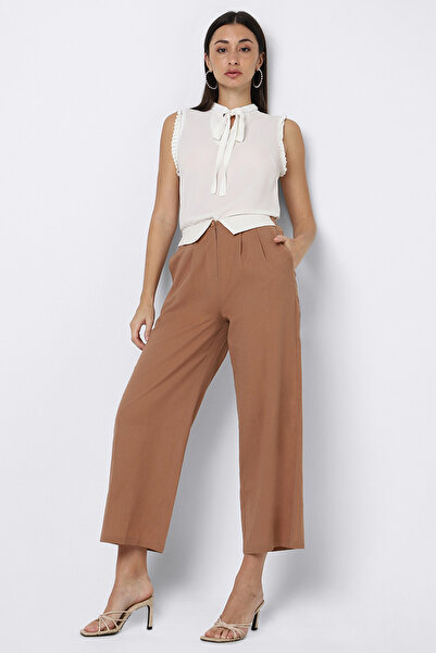 RİNA بنطلون فانيليا سارتوريال كاجوال بني