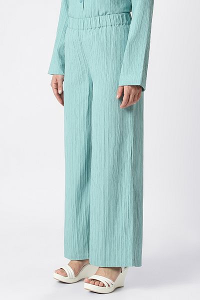 RİNA Muted Abstract Casual Pant Teal