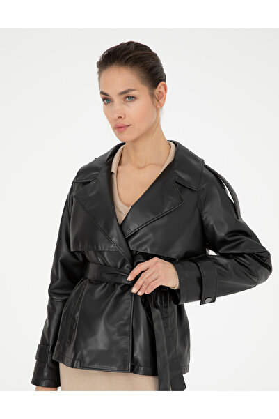 Pierre Cardin Siyah Regular Fit Suni Deri Ceket 50273596-VR046