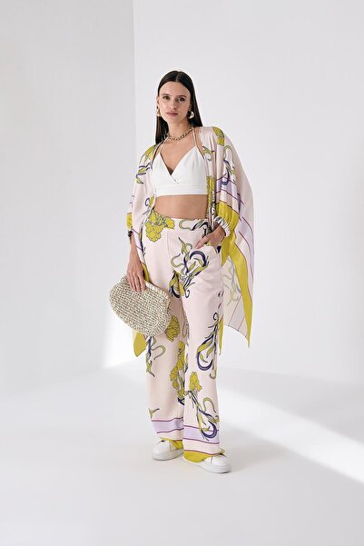 EXPLOSION Desenli Saten Kimono