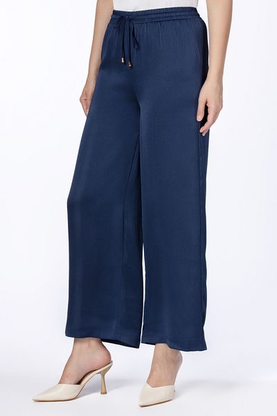 RİNA Abstract Neutrals Casual Pant Navy
