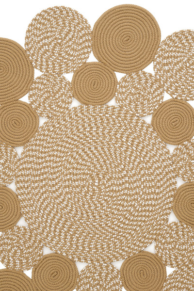 Cool Halı Luke 432 Kahve Beyaz Yuvarlak Halı Dekoratif Antre Hol Halısı Hasır Balkon Halısı Banyo Halısı