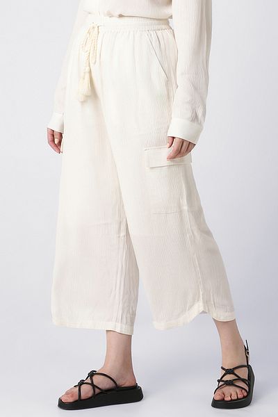 RİNA Vintage Tropics Casual Pant Off White