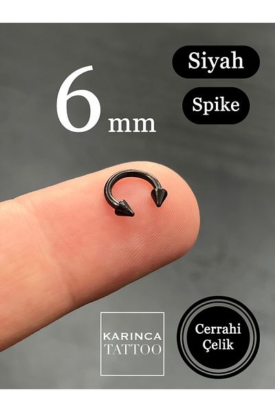Karınca Piercing 6 Mm Smallest Size Black Spike Ear Smiley Tragus Snug Rook Helix Daith Half Ring Piercing