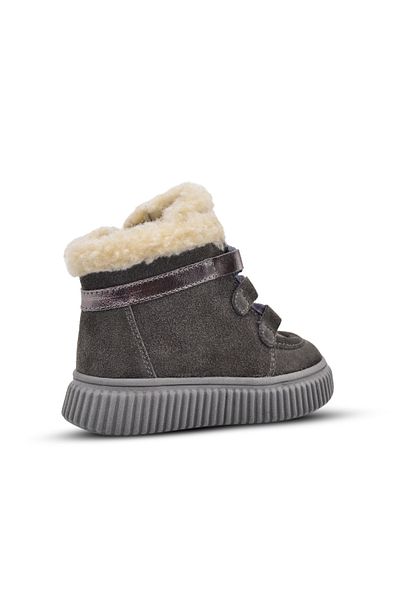 kids A more Adia Nubuck Plush Fur Girl's Boots Smoke Color