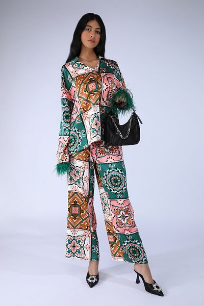 RİNA Folk Luxury Casual Pant Mixed Colo