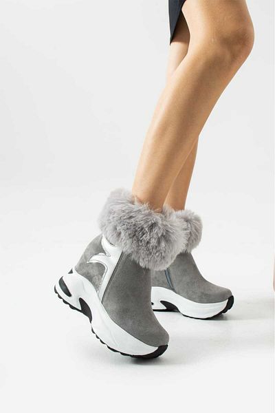 LEYDİ SHOES ΜΠΟΤΕΣ JENA ΚΡΥΦΟ ΤΑΚΟΥΝΑ ΓΚΡΙ ΣΟΥΕΤ