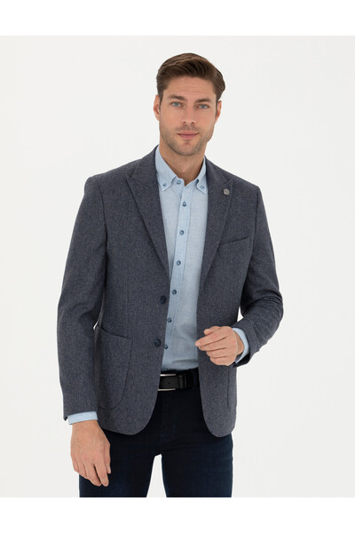 Pierre Cardin Lacivert Yün Karışımlı Slim Fit Ceket 50274205-VR033