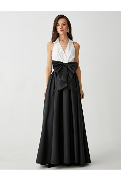 Koton Fiyonklu Saten Kabarık Abiye Elbise