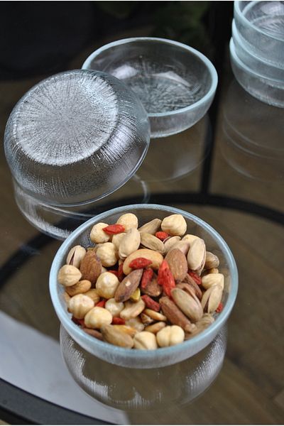 Qualitev 6 Pieces Glass Snack Bowl Set and Breakfast Set - 10 cm