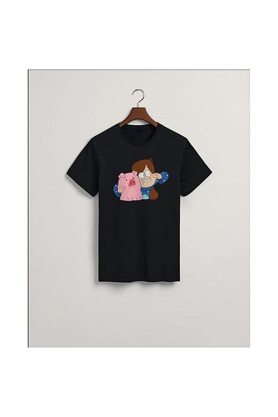 MarkaTurko Tricou cu design special din bumbac pieptănat negru imprimat Gravity Falls 105