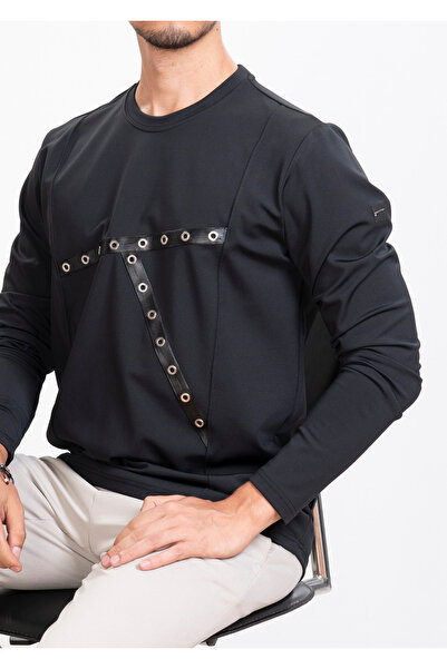 Mondo Kuş Gözü Siyah Detaylı Sweatshirt