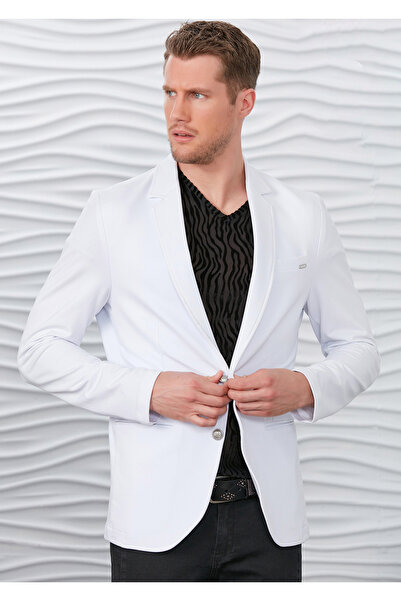 Mondo Likralı Beyaz Blazer Ceket