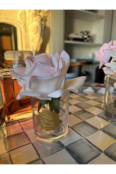 Hatice sakallı design kokulu Allıklı Pembe Tek Gül vazo (dilediğiniz kokuyu y...