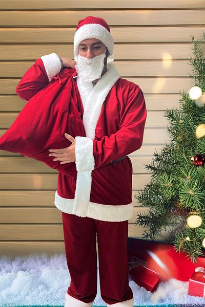 Solemia Luxury 6-Piece Christmas Dad Costume - Imported Rachel and Shearling Fabric...