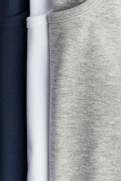 H&M مجموعة من 3 قمصان صدرية قطنية