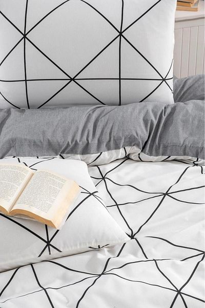 Roi Single Letter Patterned Duvet Cover Set with Elastic Sheets and 1 Pillowcase