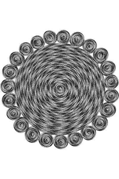 Cool Halı Luke 814 Siyah Beyaz Yuvarlak Halı Dekoratif Antre Hol Halısı Hasır...