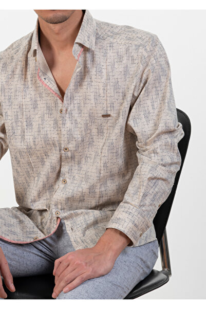 Mondo Desenli Bej Gömlek