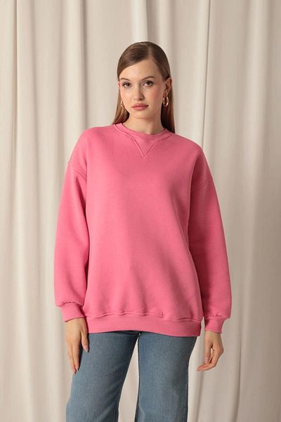 Lukas Three Thread Cot Neck Women's Pink Sweat