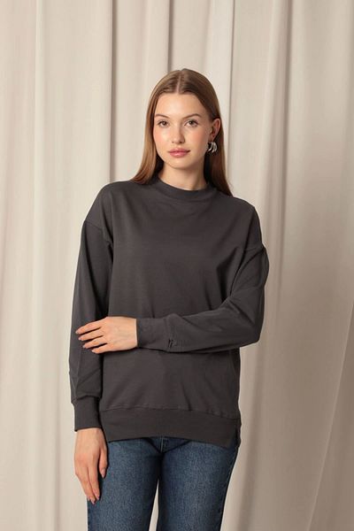Cream Sweat de damă din țesătură cu două fire, antracit