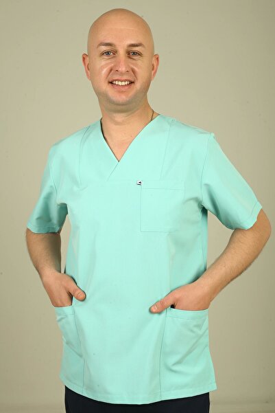 DENİZ İŞ Top pentru bărbați turcoaz - țesătură alpaca cu guler plic