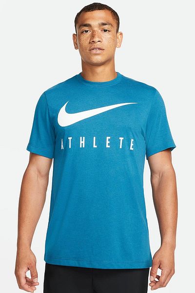 Nike Μπλουζάκι Dri Fit Training Βαμβακερό κοντομάνικο εμπριμέ μπλε μπλουζάκι