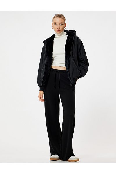 Koton Μπουφάν Bomber Oversize με κουκούλα με φερμουάρ και ψεύτικη γούνα στο εσωτερικό