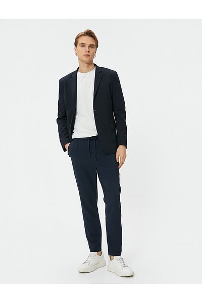 Koton Stoffhose mit Spitzenbund, schmaler Passform und Taschendetail
