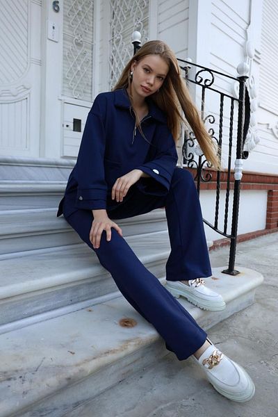 msendam Women's Oversize Scuba Fabric Elastic Waist High Waist Pants Premium Quality Double Suit