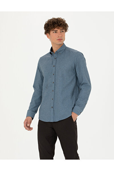 Pierre Cardin Mavi Slim Fit Uzun Kollu Gömlek 50274660-VR036
