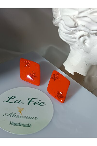 La fee aksesuar Yeni yıl - yılbaşı parti aksesuar kırmızı polimer kil küpe - çelik küpe aparat el yapımı küpe