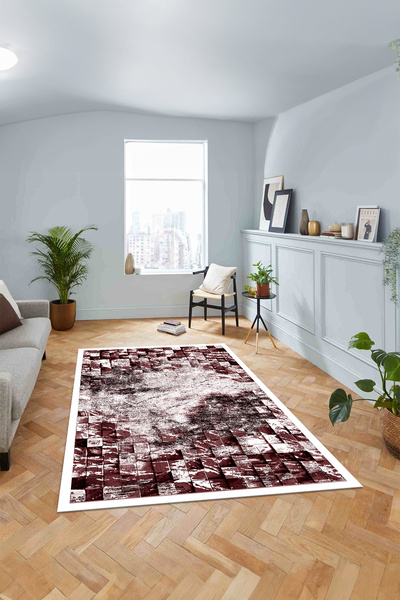 Viyana Home Modern Dijital Kaymaz Taban Klasik Taş Model Yıkanabilir Yolluk M...