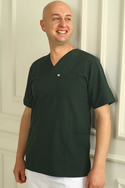 DENİZ İŞ Top pentru bărbați din lycra cu guler plic – verde amar, potrivire c...